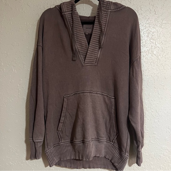 Aerie Down To Earth Henley Hoodie Size Small - Picture 3 of 5